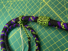 Load image into Gallery viewer, 3 Ft Black, Purple and Neon Nylon Para Chord Bullwhip