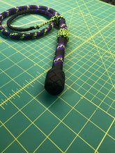 Load image into Gallery viewer, 3 Ft Black, Purple and Neon Nylon Para Chord Bullwhip