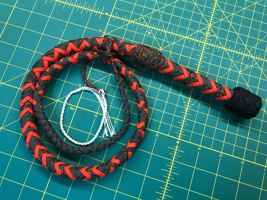 3 Foot Black and Orange Nylon Para Cord Bull Whip