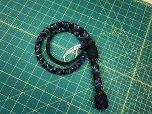 3 FT Black, Purple and Green Para Cord Bull Whip