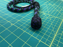 Load image into Gallery viewer, 3 FT Black, Purple and Green Para Cord Bull Whip