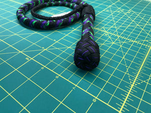 3 FT Black, Purple and Green Para Cord Bull Whip