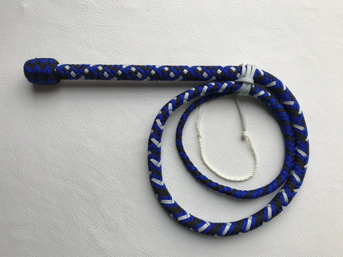4 Ft. Silver, Black and Blue Target Bullwhip